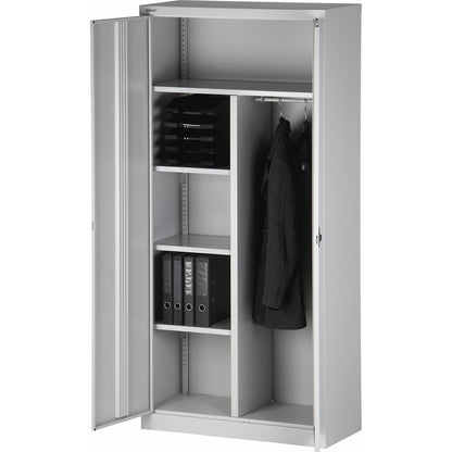 UNIVERSAL double door cupboard, HxWxD 1950 x 914 x 400 mm, with wardrobe insert, traffic white.