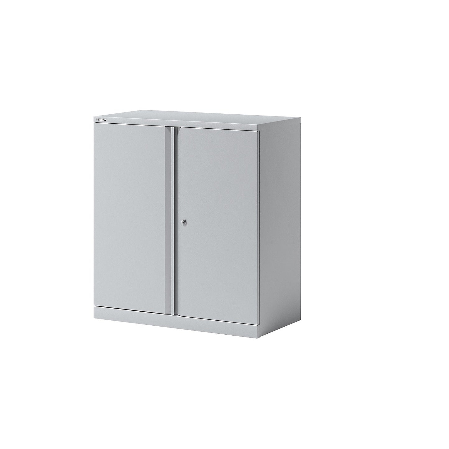 ESSENTIALS double door cupboard, 1 shelf, 2 file heights, light grey.
