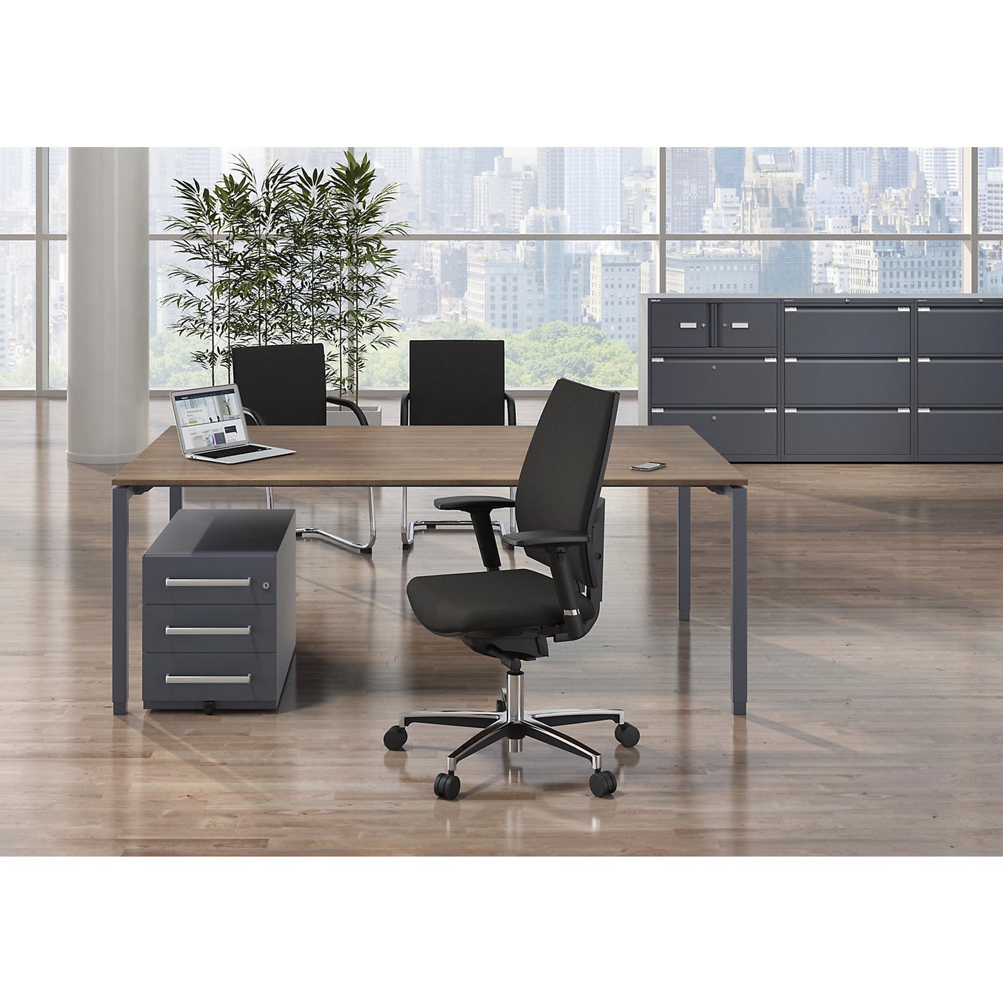 Note™ mobile drawer unit, with 3 universal drawers, HxWxD 495 x 420 x 565 mm, with grip, charcoal.