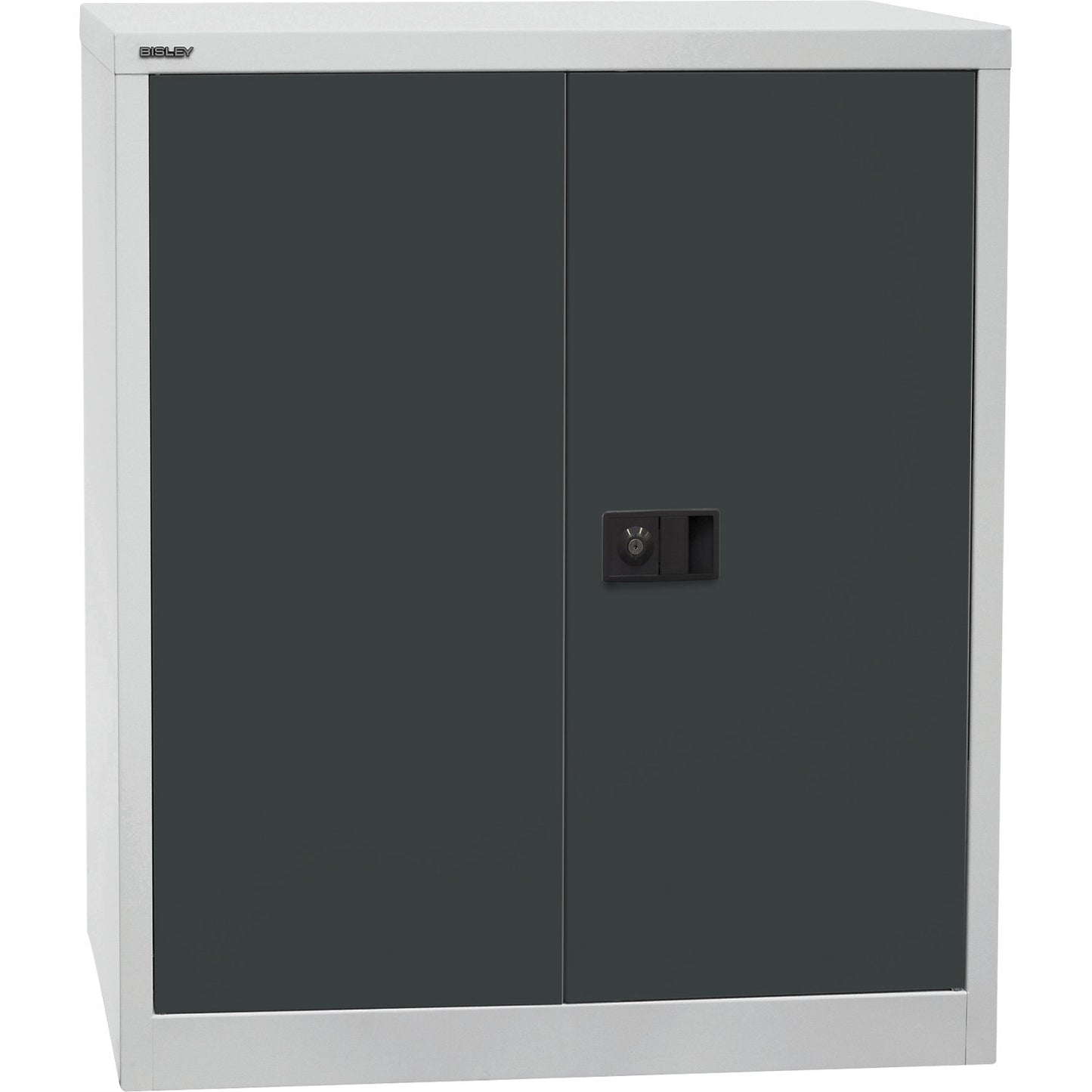 UNIVERSAL double door cupboard, HxWxD 1000 x 914 x 400 mm, 1 shelf, 2 file heights, light grey / charcoal.