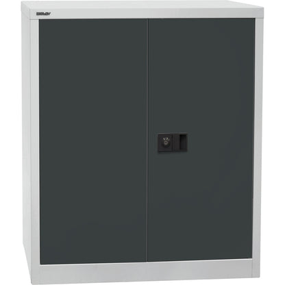UNIVERSAL double door cupboard, HxWxD 1000 x 914 x 400 mm, 1 shelf, 2 file heights, light grey / charcoal.