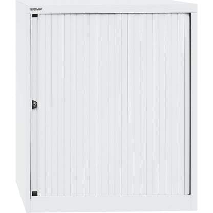 EURO roller shutter cupboard, width 800 mm, 2 shelves, traffic white.