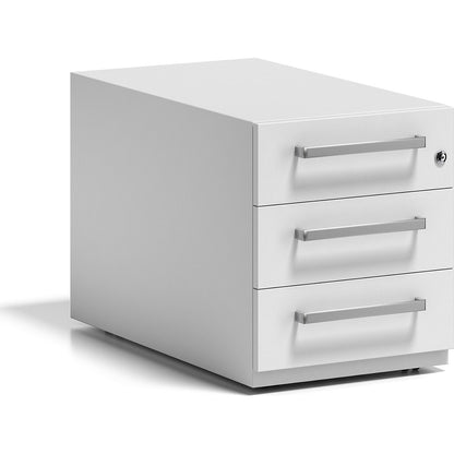 Note™ mobile drawer unit, with 3 universal drawers, HxWxD 495 x 420 x 775 mm, with grip, traffic white.