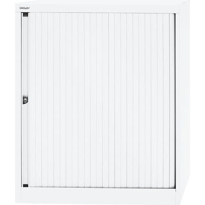 EURO roller shutter cupboard, width 800 mm, 2 shelves, traffic white.