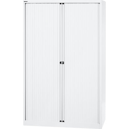 EURO roller shutter cupboard, width 1200 mm, 4 shelves, traffic white.