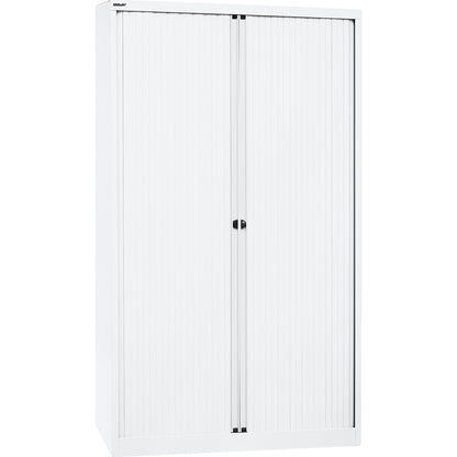 EURO roller shutter cupboard, width 1200 mm, 4 shelves, traffic white.