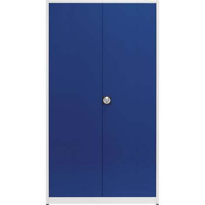 Universal cupboard, extra high, HxWxD 2200 x 1200 x 420 mm, light grey / ultramarine blue.