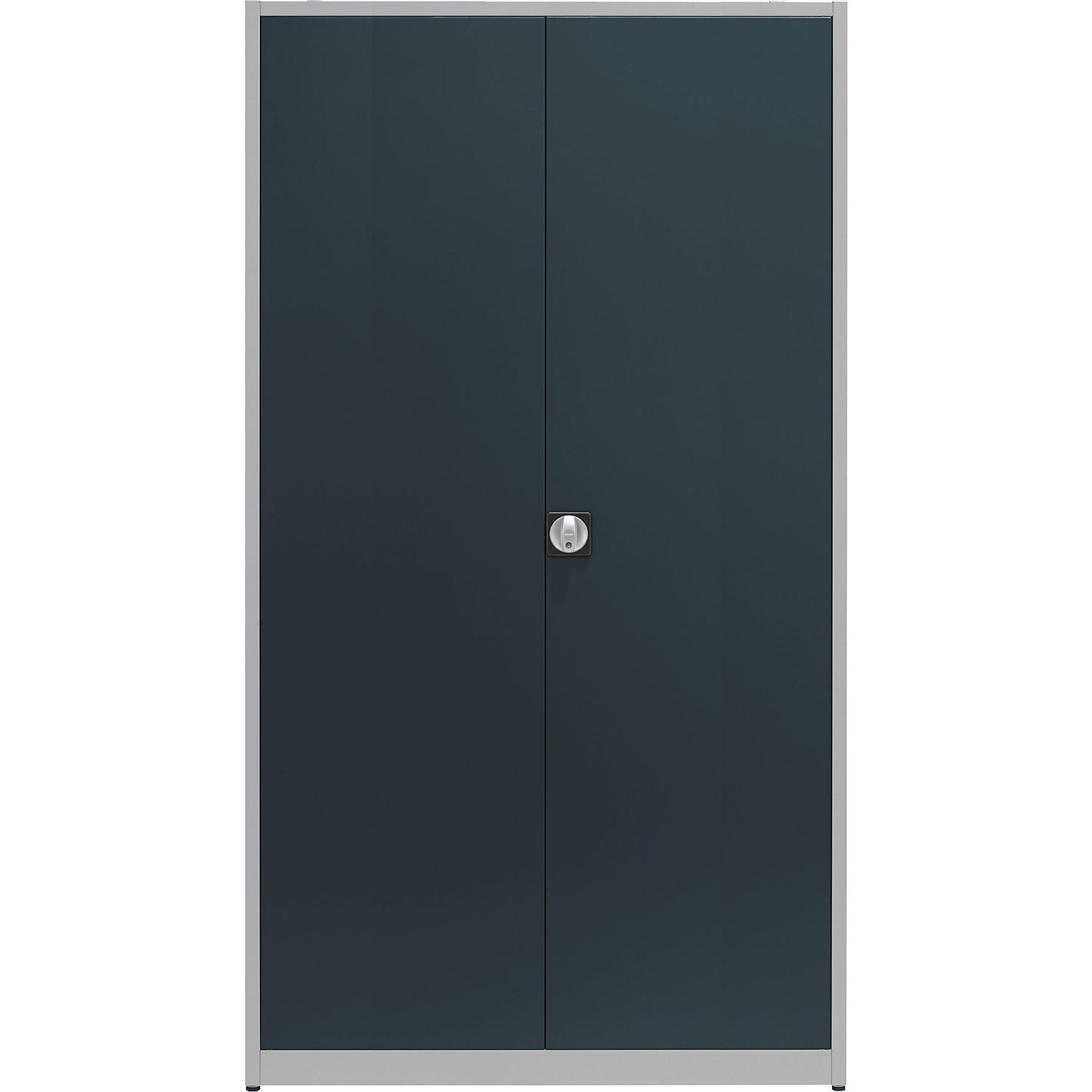 Universal cupboard, extra high, HxWxD 2200 x 1200 x 500 mm, white aluminium / charcoal.
