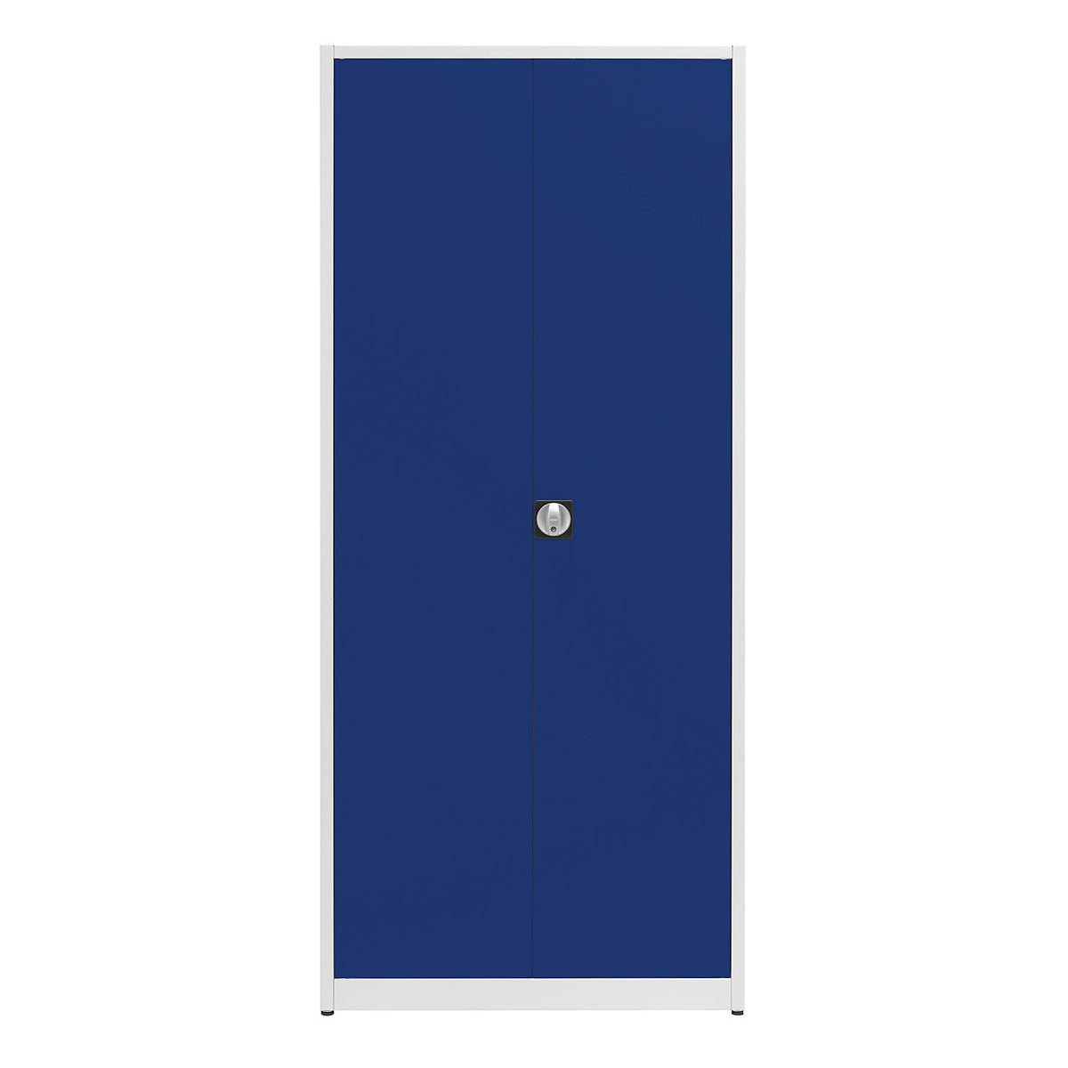 Universal cupboard, extra high, HxWxD 2200 x 950 x 500 mm, light grey / ultramarine blue.
