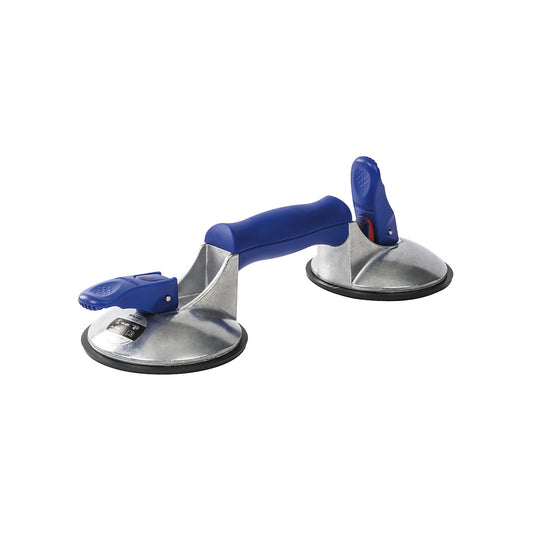 VERIBOR® suction lifter, 2 head aluminium body, max. load 50 kg, disc Ø 120 mm.