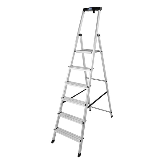 Step ladder, with safety platform and non-slip strips, 6 steps.