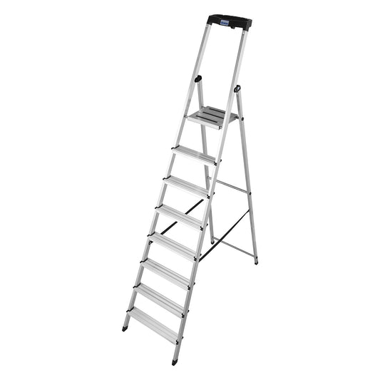 Step ladder, with safety platform and non-slip strips, 8 steps.