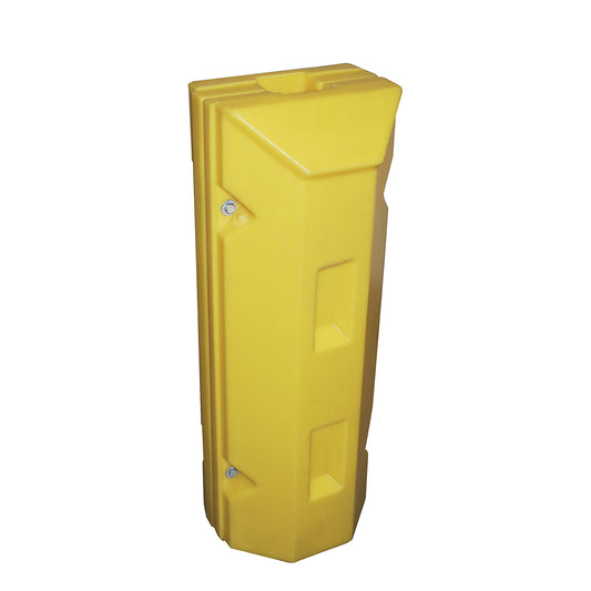 Column and post guard, made of polyethylene, yellow, LxWxH 360 x 350 x 945 mm, internal dimensions 100 x 100 mm.