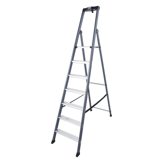 Aluminium step ladder, anodised, 7 steps.