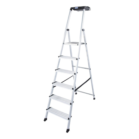 Aluminium step ladder, with a MultiGrip system, 6 steps.