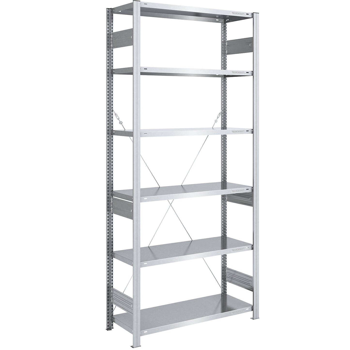 Boltless shelving unit, medium duty, single-sided, HxWxD 2500 x 1000 x 500 mm, zinc plated, standard shelf unit.