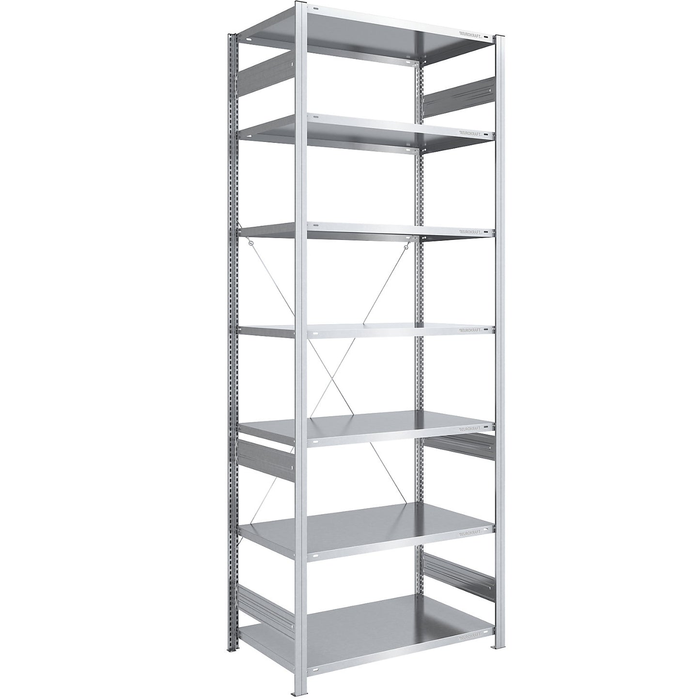 Boltless shelving unit, medium duty, single-sided, HxWxD 3000 x 1000 x 800 mm, zinc plated, standard shelf unit.