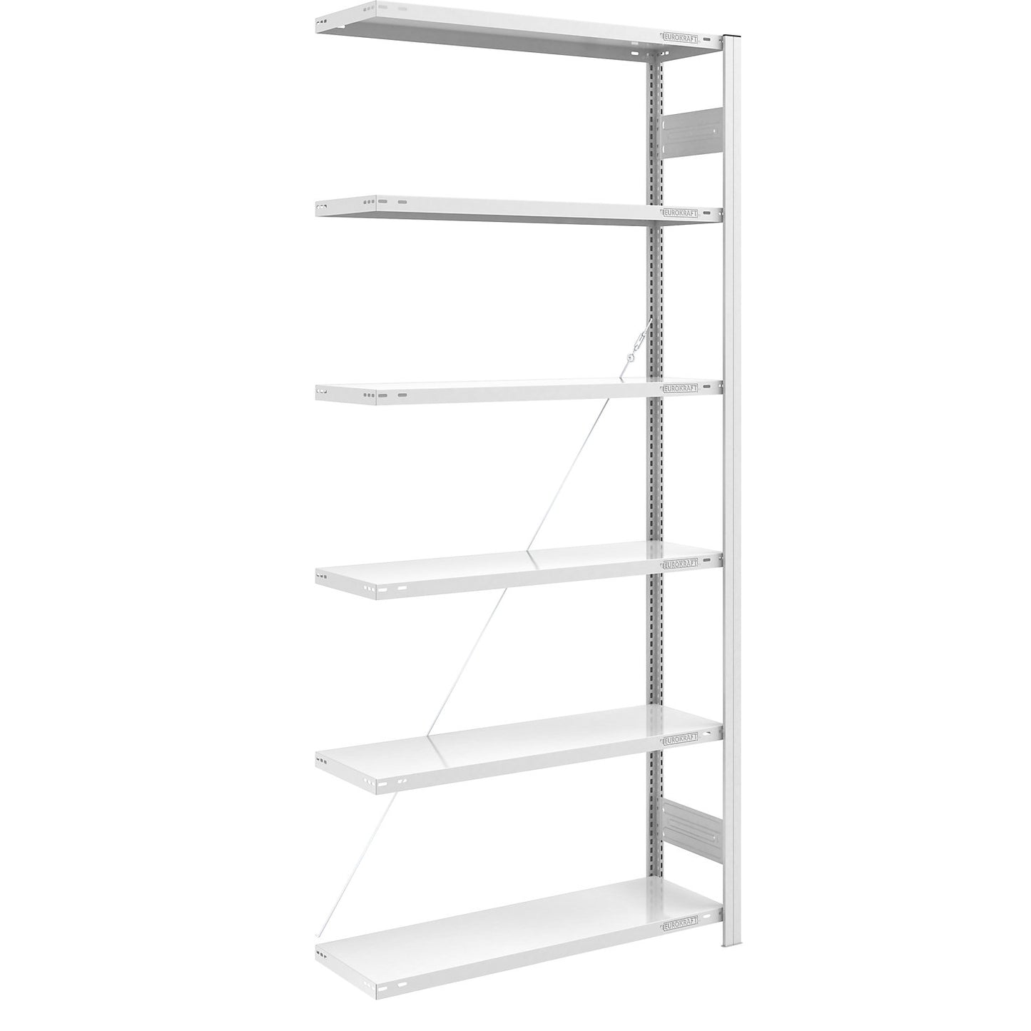 Boltless shelving unit, light duty, single-sided, HxWxD 2500 x 1000 x 400 mm, grey, extension shelf unit.