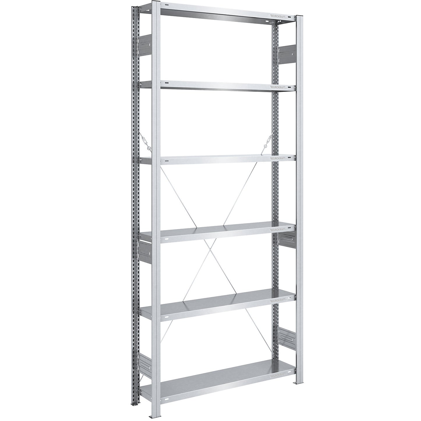 Boltless shelving unit, medium duty, single-sided, HxWxD 2500 x 1000 x 300 mm, zinc plated, standard shelf unit.