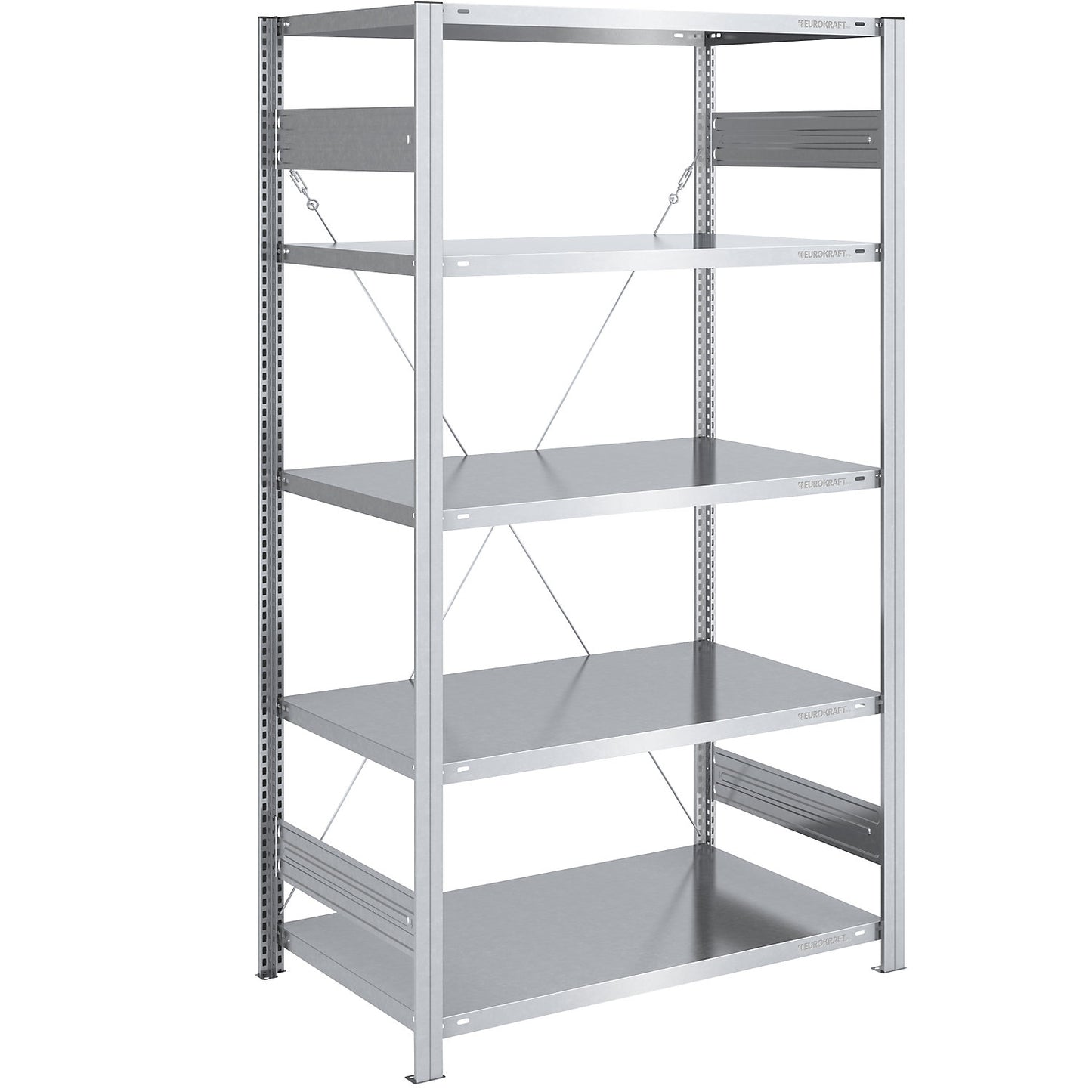 Boltless shelving unit, light duty, single-sided, HxWxD 2000 x 1000 x 800 mm, zinc plated, standard shelf unit.
