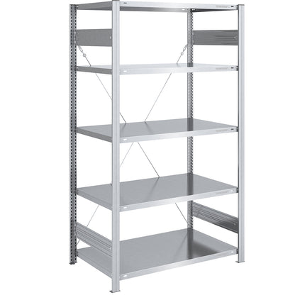 Boltless shelving unit, light duty, single-sided, HxWxD 2000 x 1000 x 800 mm, zinc plated, standard shelf unit.
