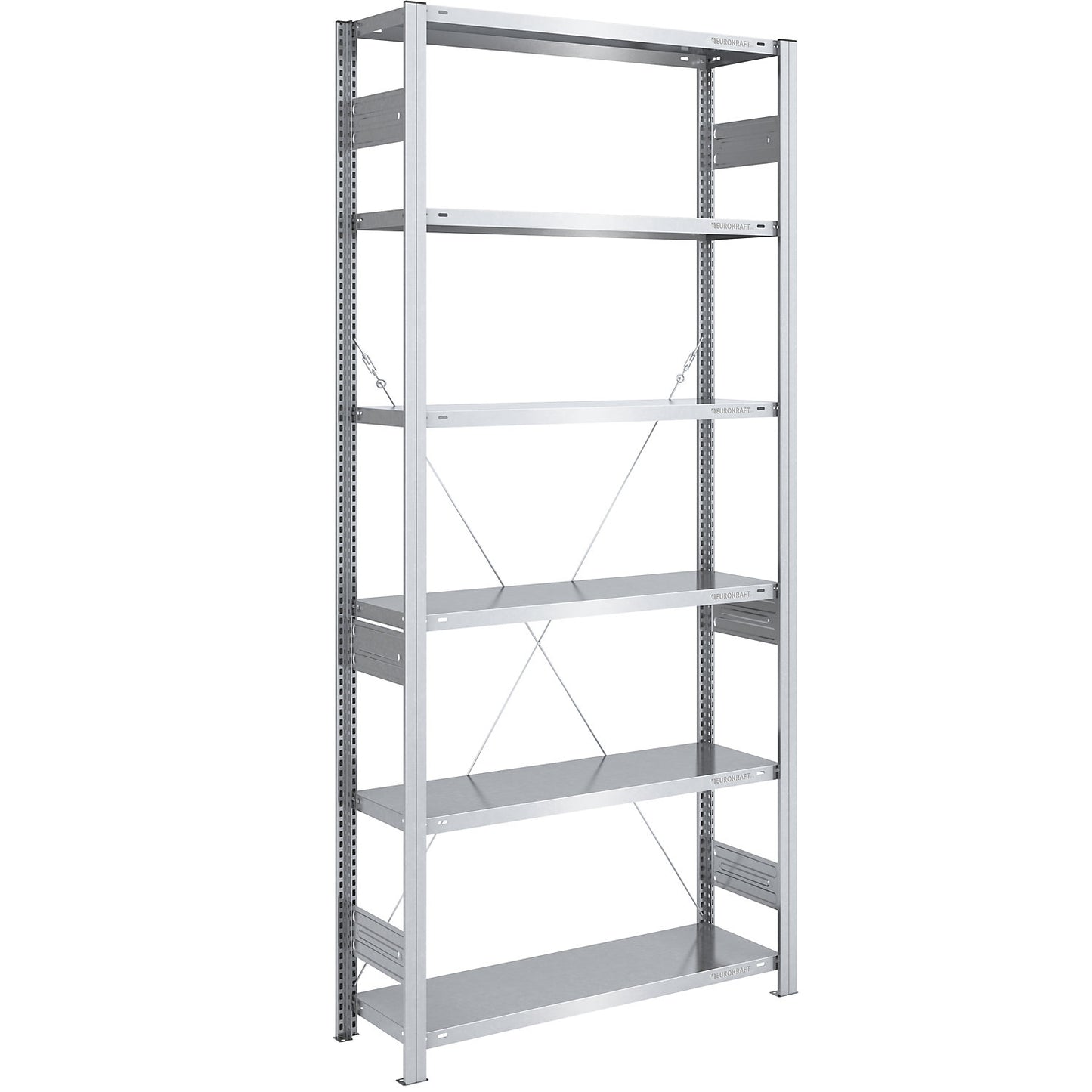 Boltless shelving unit, medium duty, single-sided, HxWxD 2500 x 1000 x 400 mm, zinc plated, standard shelf unit.