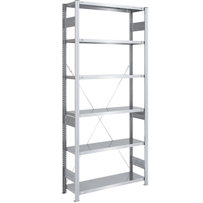 Boltless shelving unit, medium duty, single-sided, HxWxD 2500 x 1000 x 400 mm, zinc plated, standard shelf unit.
