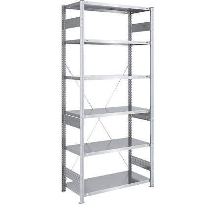 Boltless shelving unit, medium duty, single-sided, HxWxD 2500 x 1000 x 600 mm, zinc plated, standard shelf unit.