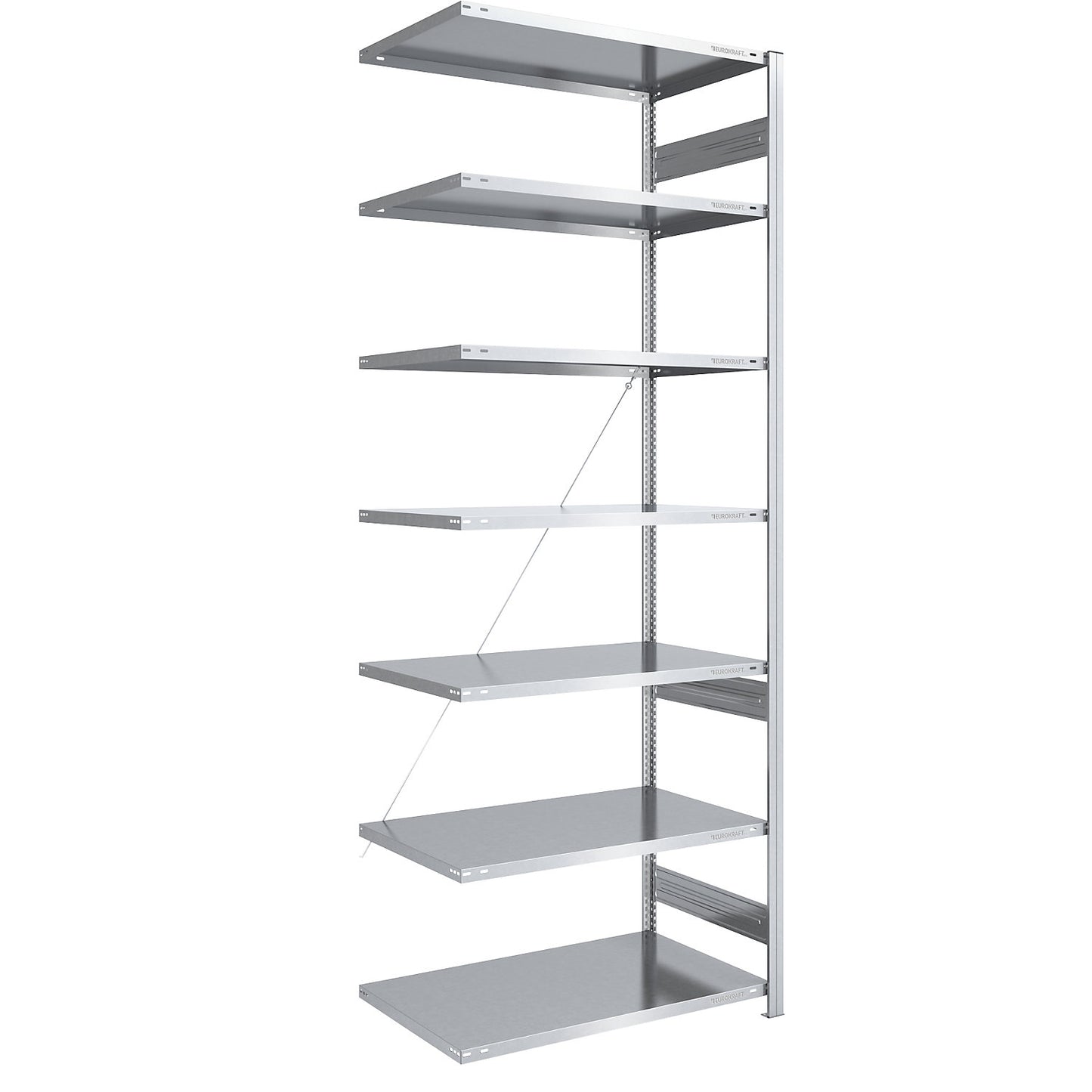 Boltless shelving unit, light duty, single-sided, HxWxD 3000 x 1000 x 800 mm, zinc plated, extension shelf unit.