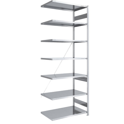 Boltless shelving unit, light duty, single-sided, HxWxD 3000 x 1000 x 800 mm, zinc plated, extension shelf unit.