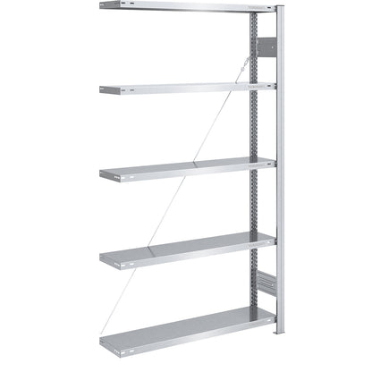 Boltless shelving unit, medium duty, single-sided, HxWxD 2000 x 1000 x 300 mm, zinc plated, extension shelf unit.