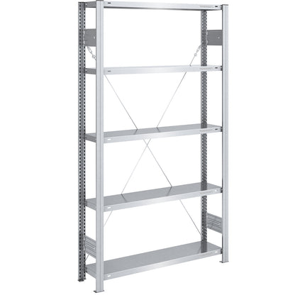 Boltless shelving unit, light duty, single-sided, HxWxD 2000 x 1000 x 300 mm, zinc plated, standard shelf unit.