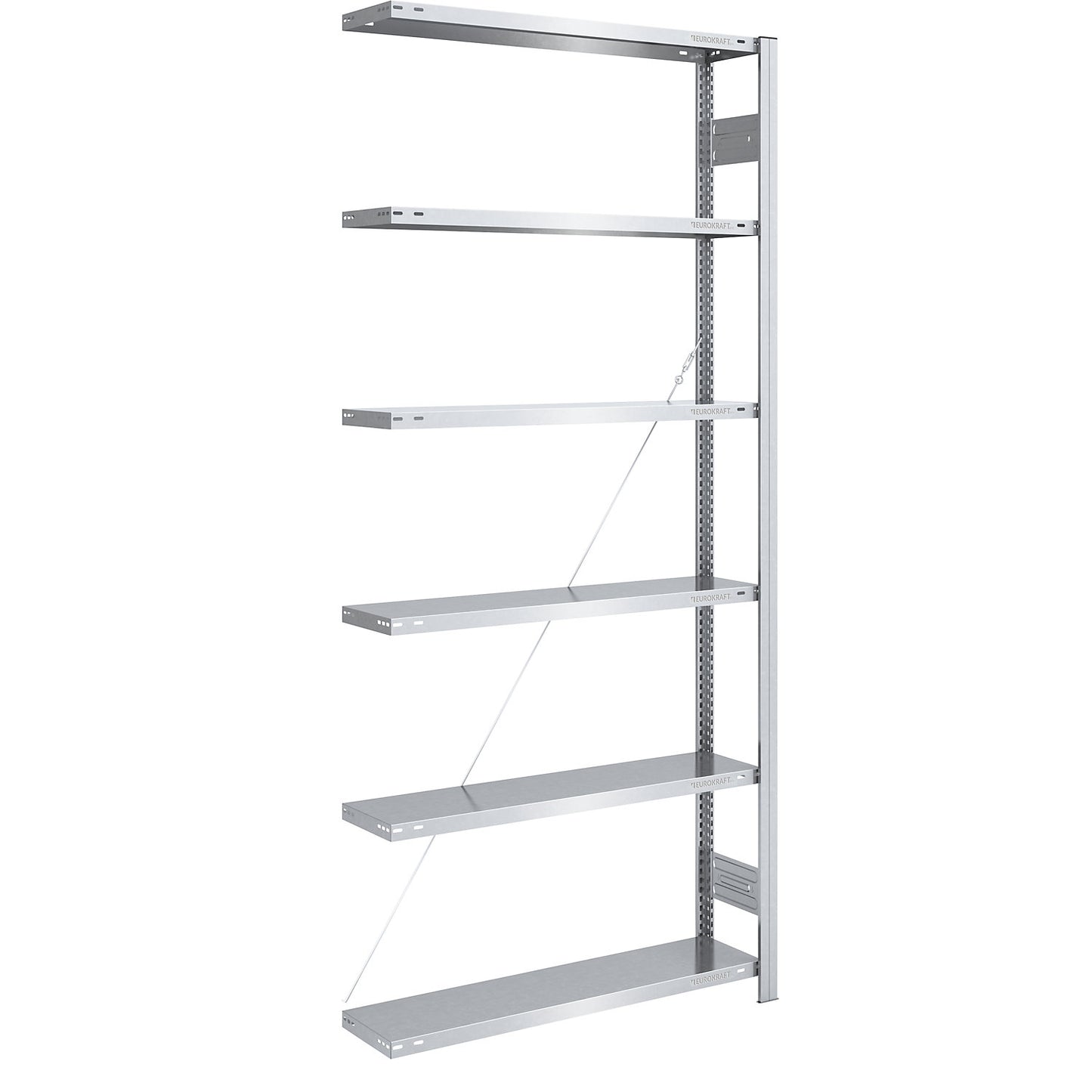 Boltless shelving unit, light duty, single-sided, HxWxD 2500 x 1000 x 300 mm, zinc plated, extension shelf unit.