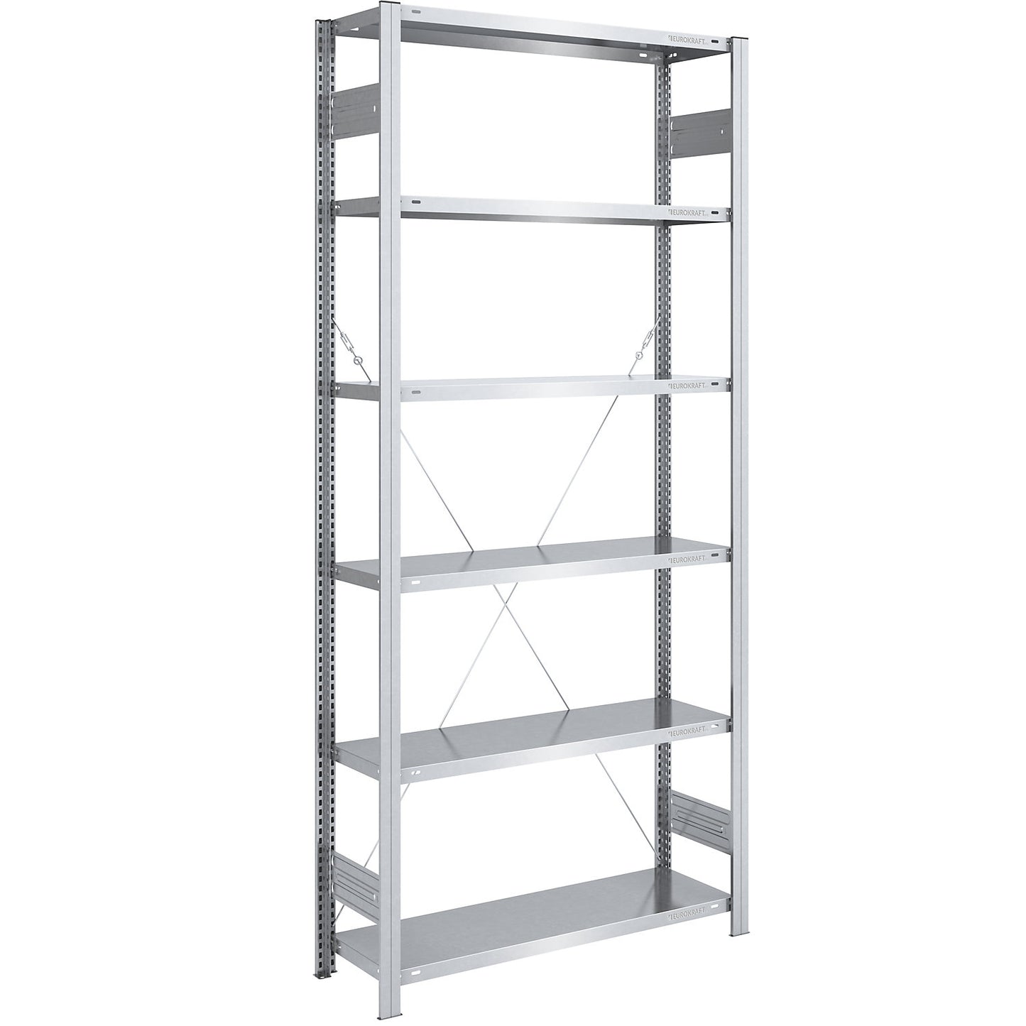 Boltless shelving unit, light duty, single-sided, HxWxD 2500 x 1000 x 400 mm, zinc plated, standard shelf unit.