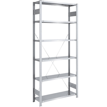Boltless shelving unit, light duty, single-sided, HxWxD 2500 x 1000 x 400 mm, zinc plated, standard shelf unit.