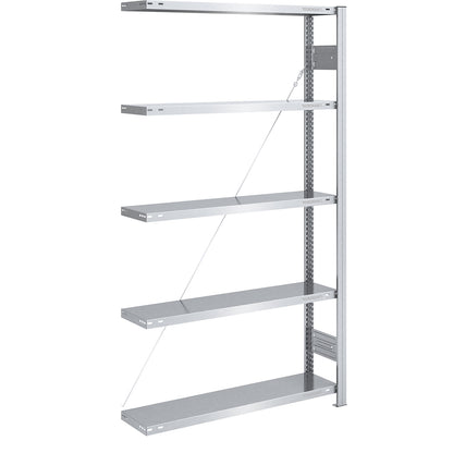 Boltless shelving unit, light duty, single-sided, HxWxD 2000 x 1000 x 300 mm, zinc plated, extension shelf unit.