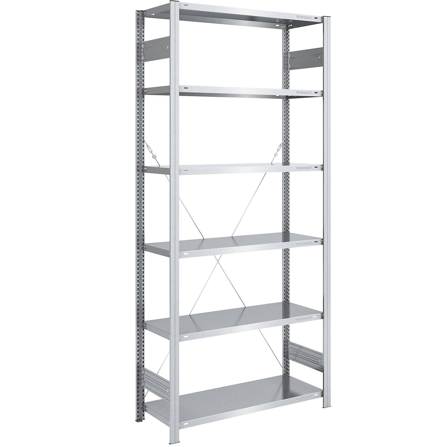 Boltless shelving unit, light duty, single-sided, HxWxD 2500 x 1000 x 500 mm, zinc plated, standard shelf unit.