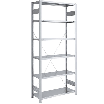 Boltless shelving unit, light duty, single-sided, HxWxD 2500 x 1000 x 500 mm, zinc plated, standard shelf unit.