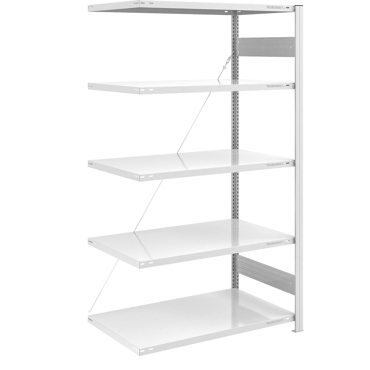 Boltless shelving unit, medium duty, single-sided, HxWxD 2000 x 1000 x 800 mm, grey, extension shelf unit.