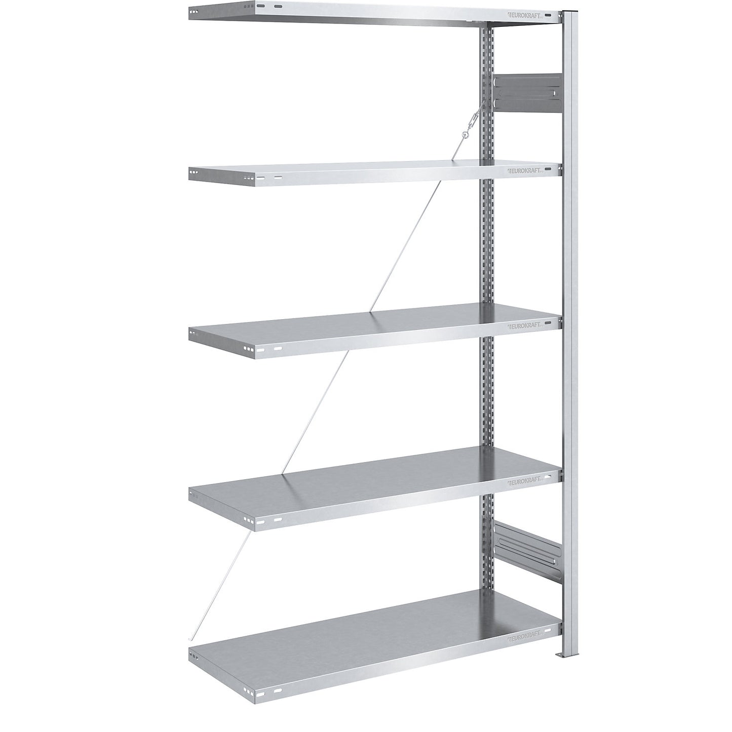 Boltless shelving unit, light duty, single-sided, HxWxD 2000 x 1000 x 500 mm, zinc plated, extension shelf unit.