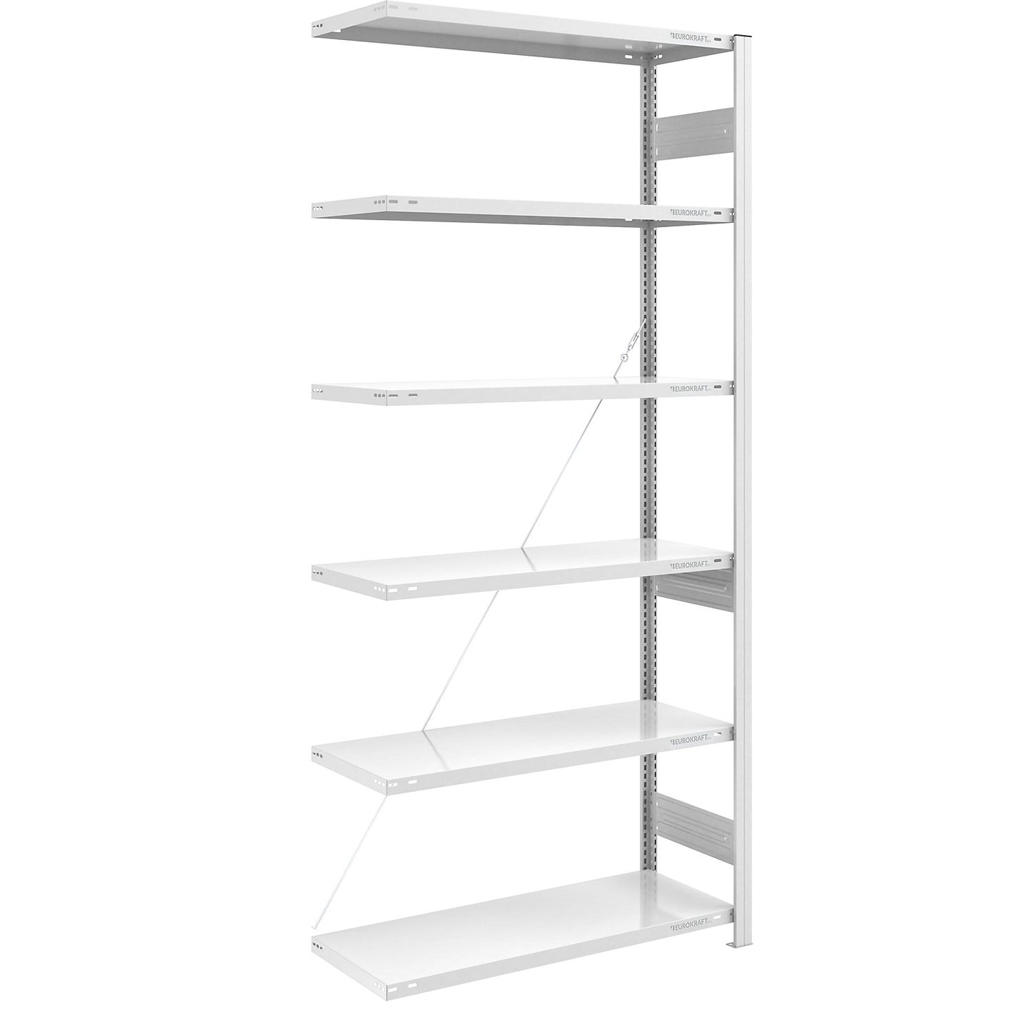 Boltless shelving unit, medium duty, single-sided, HxWxD 2500 x 1000 x 500 mm, grey, extension shelf unit.