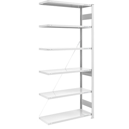 Boltless shelving unit, medium duty, single-sided, HxWxD 2500 x 1000 x 500 mm, grey, extension shelf unit.