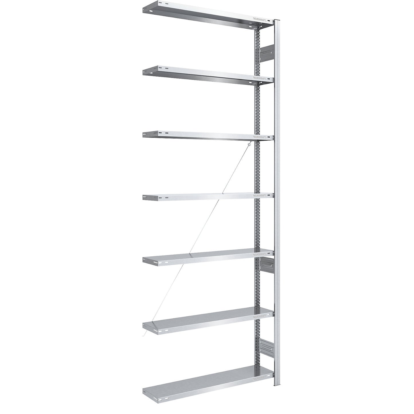 Boltless shelving unit, light duty, single-sided, HxWxD 3000 x 1000 x 300 mm, zinc plated, extension shelf unit.
