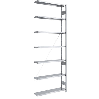 Boltless shelving unit, light duty, single-sided, HxWxD 3000 x 1000 x 300 mm, zinc plated, extension shelf unit.