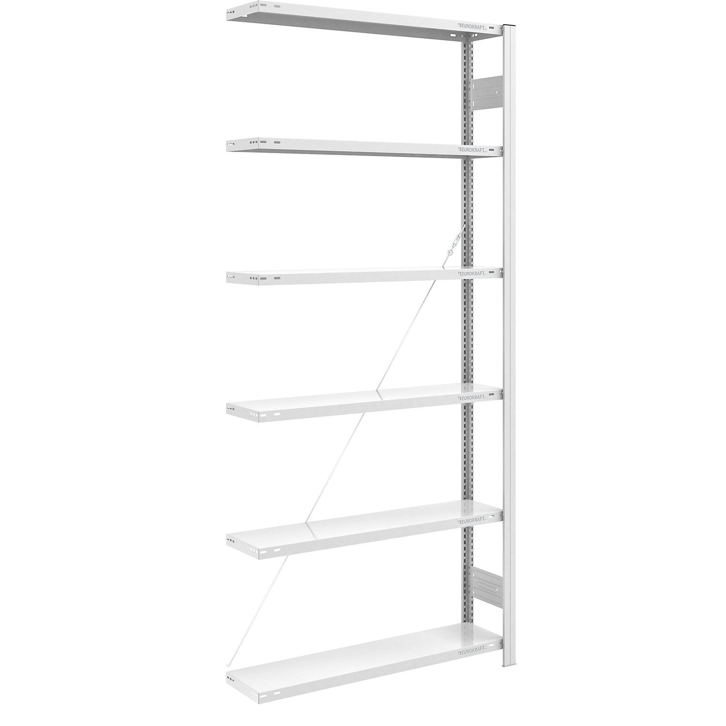 Boltless shelving unit, light duty, single-sided, HxWxD 2500 x 1000 x 300 mm, grey, extension shelf unit.