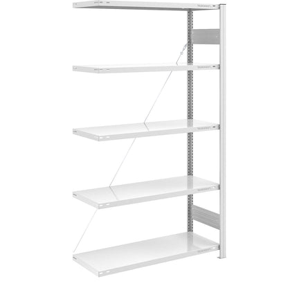 Boltless shelving unit, medium duty, single-sided, HxWxD 2000 x 1000 x 500 mm, grey, extension shelf unit.