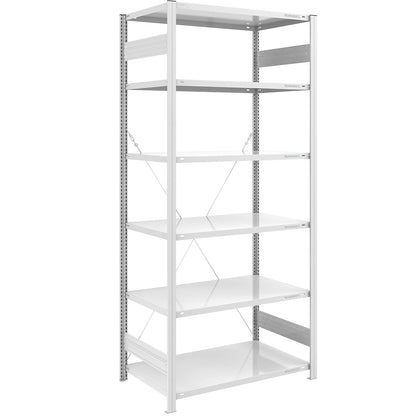 Boltless shelving unit, light duty, single-sided, HxWxD 2500 x 1000 x 800 mm, grey, standard shelf unit.