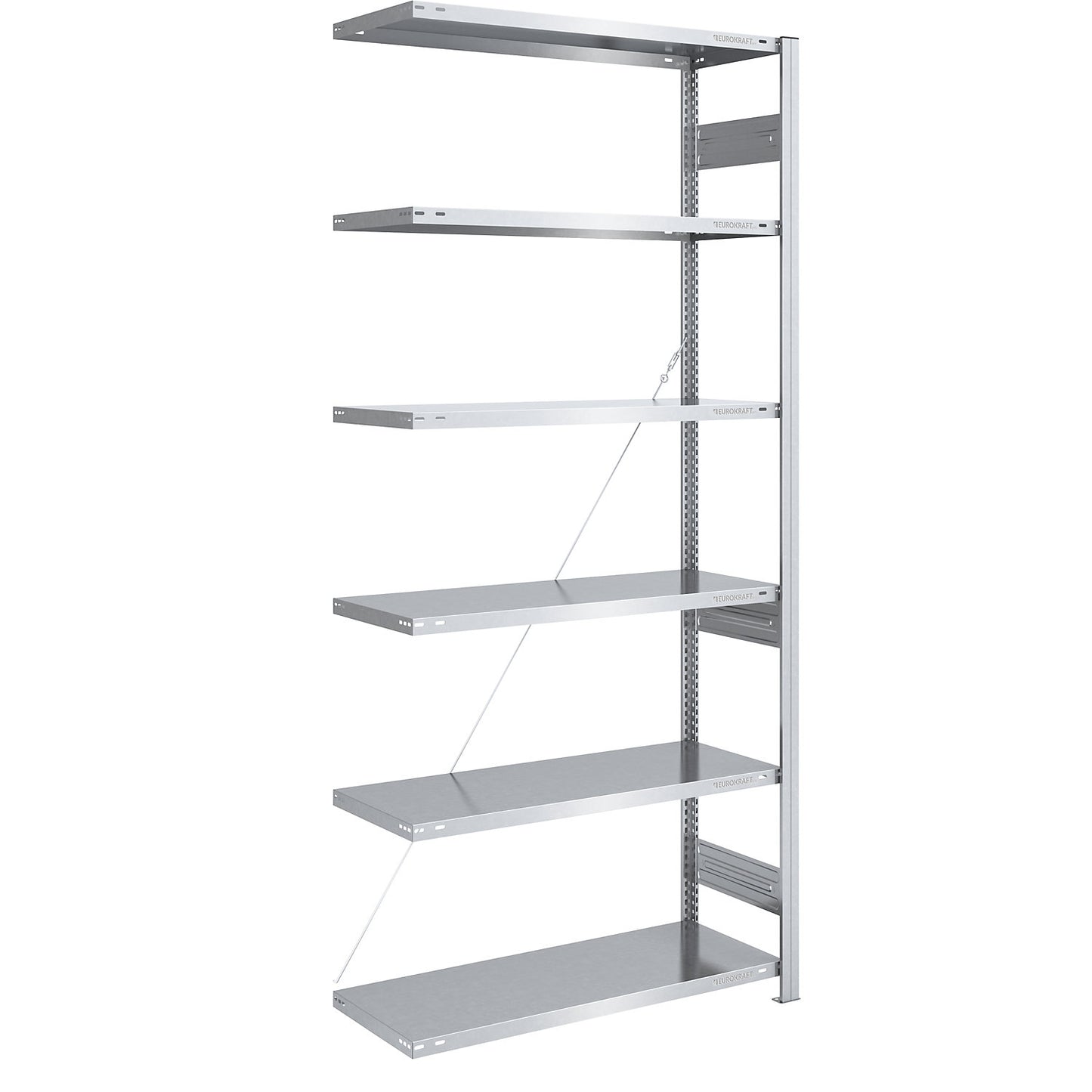 Boltless shelving unit, medium duty, single-sided, HxWxD 2500 x 1000 x 500 mm, zinc plated, extension shelf unit.