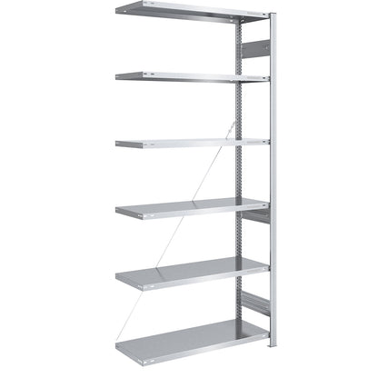 Boltless shelving unit, medium duty, single-sided, HxWxD 2500 x 1000 x 500 mm, zinc plated, extension shelf unit.