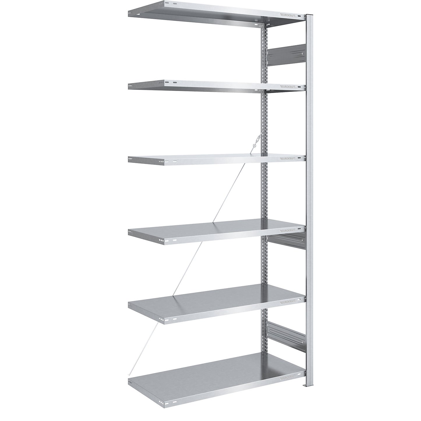 Boltless shelving unit, medium duty, single-sided, HxWxD 2500 x 1000 x 600 mm, zinc plated, extension shelf unit.